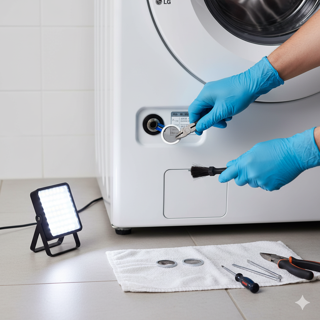 Чистка впускного фильтра стиральной машины LG